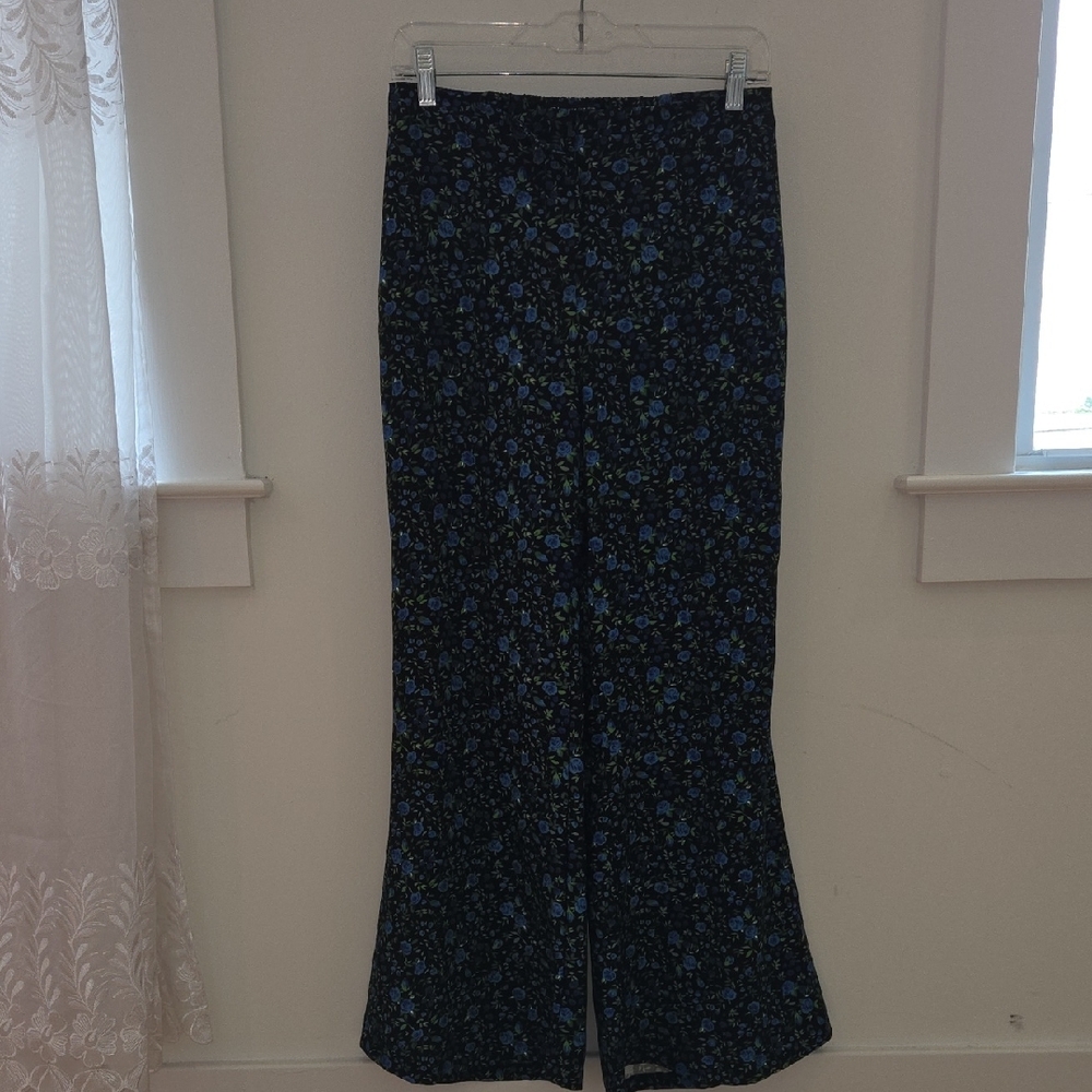 Zara Black and Blue Wide Leg Jumpsuit